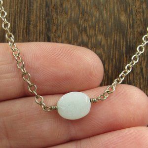 17" Sterling Silver Odd Style Stone Necklace